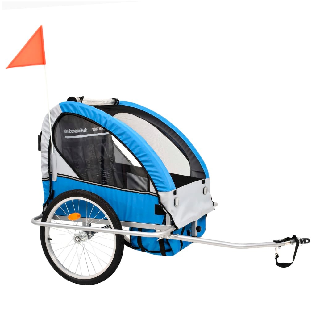 2-in-1 Kids' Bicycle Trailer & Stroller Dark Blue and Grey 15 2-in-1 Kids Bicycle Trailer & Stroller Dark Blue and Grey